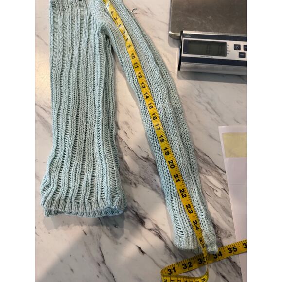 Milly Open Knit Sweater Women’s S Mint Green Sheer Long Sleeve Boho Beachy - Picture 8 of 9